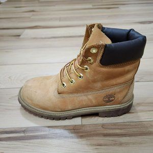 Timberland 6 Inch Boots Wheat Nubuck Premium Waterproof 12909 Youth Size 5